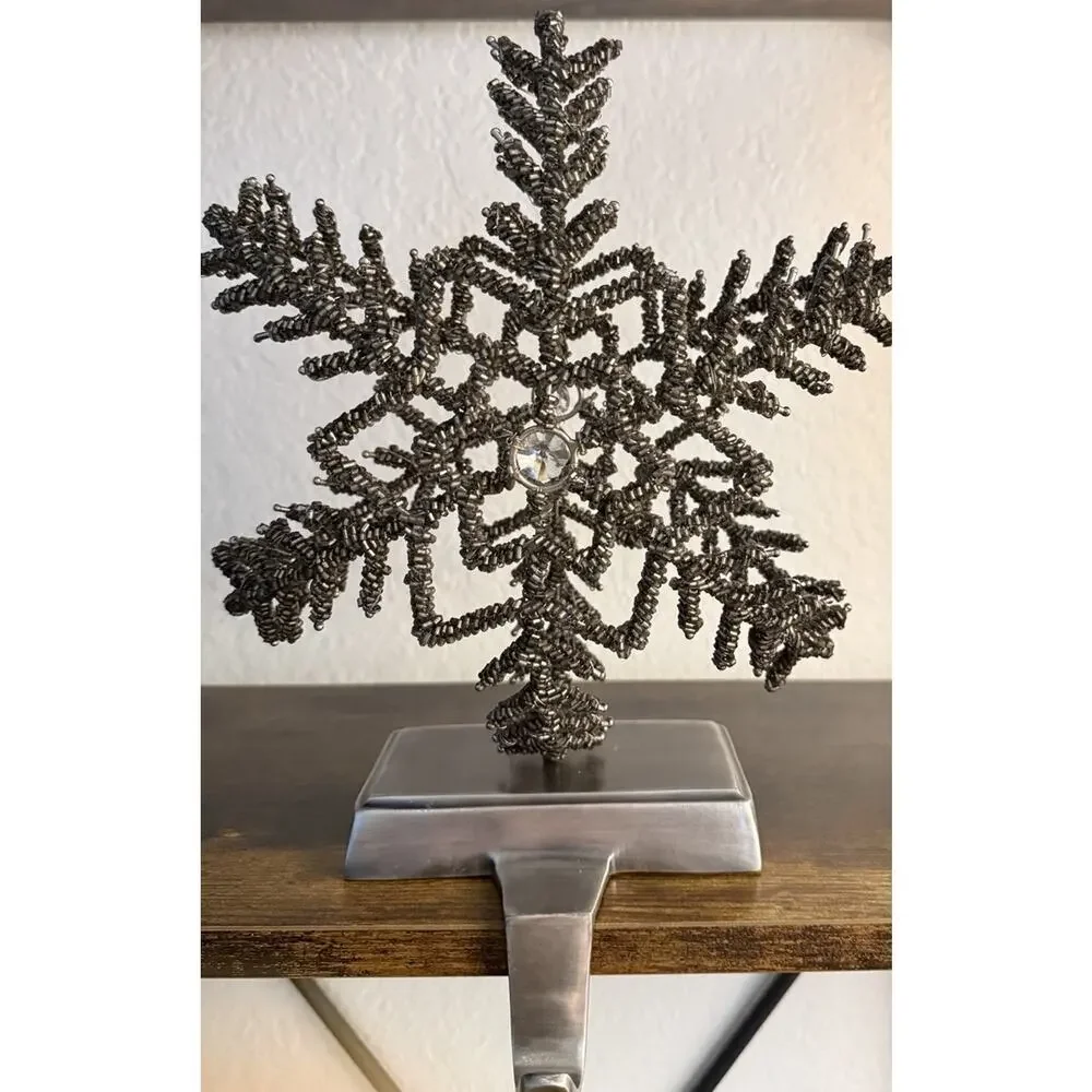 Pottery Barn Large Christmas Beaded Star Faux Diamond Stocking Holder 10”